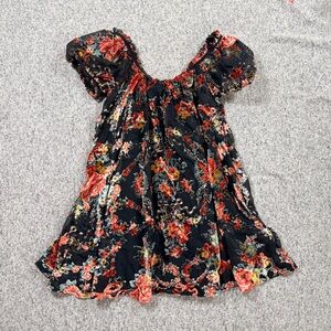 Free People Floral Mini Dress - Black and Red